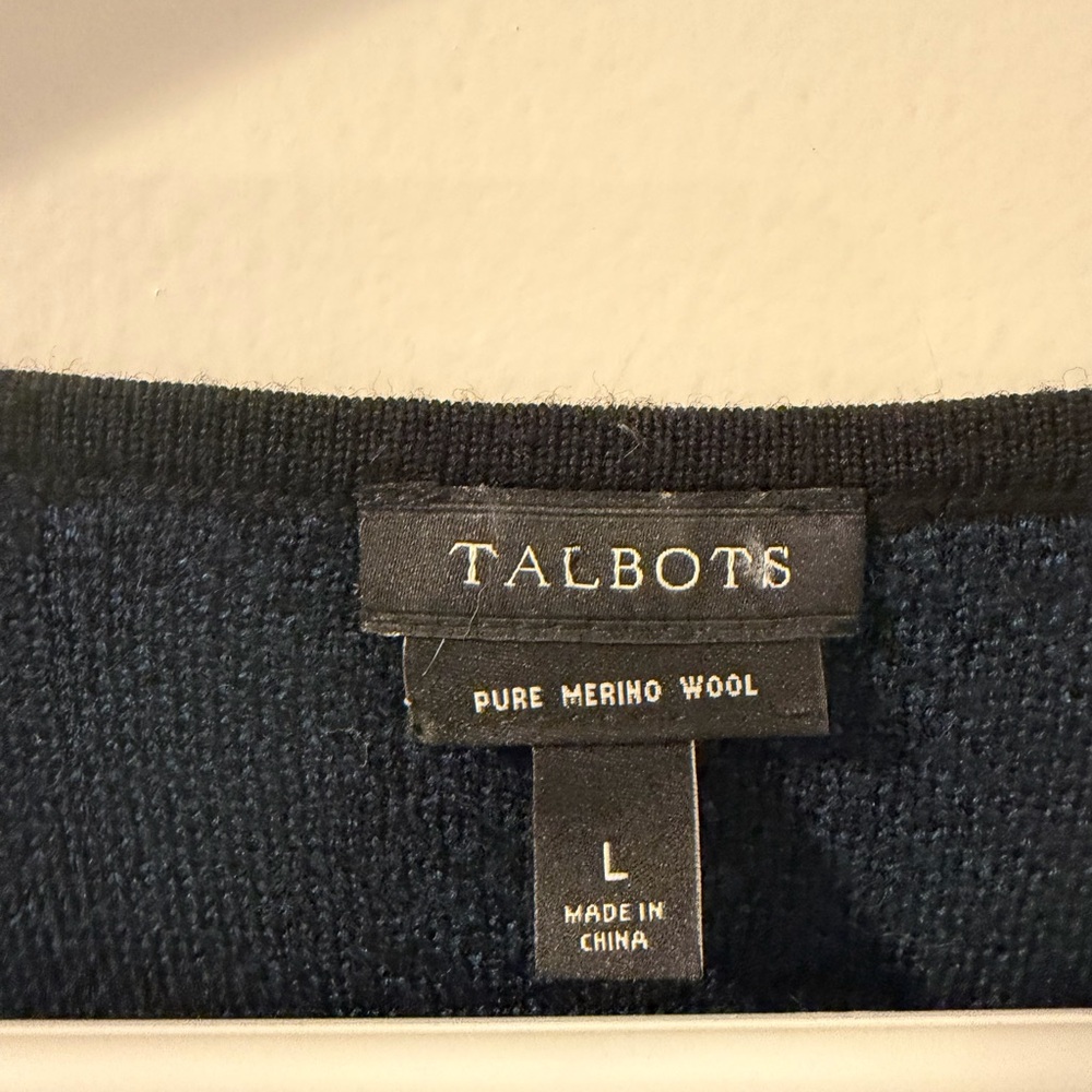 Talbots Black Watch Plaid Merino Cardigan Sweater Long Women L Blue Green Black - Picture 4 of 7